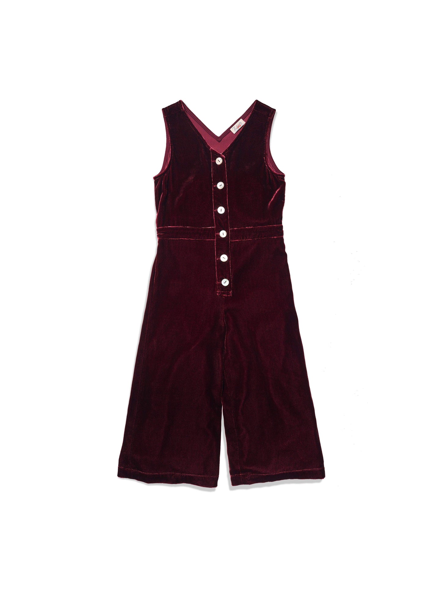Kids Velvet Alina Jumpsuit - Maroon Banner