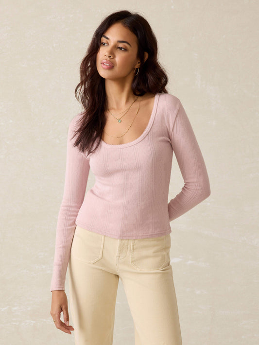 Pacific Pointelle Scoop Neck - Blush