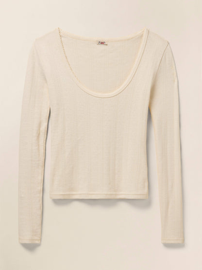 Pacific Pointelle Scoop Neck - Egret