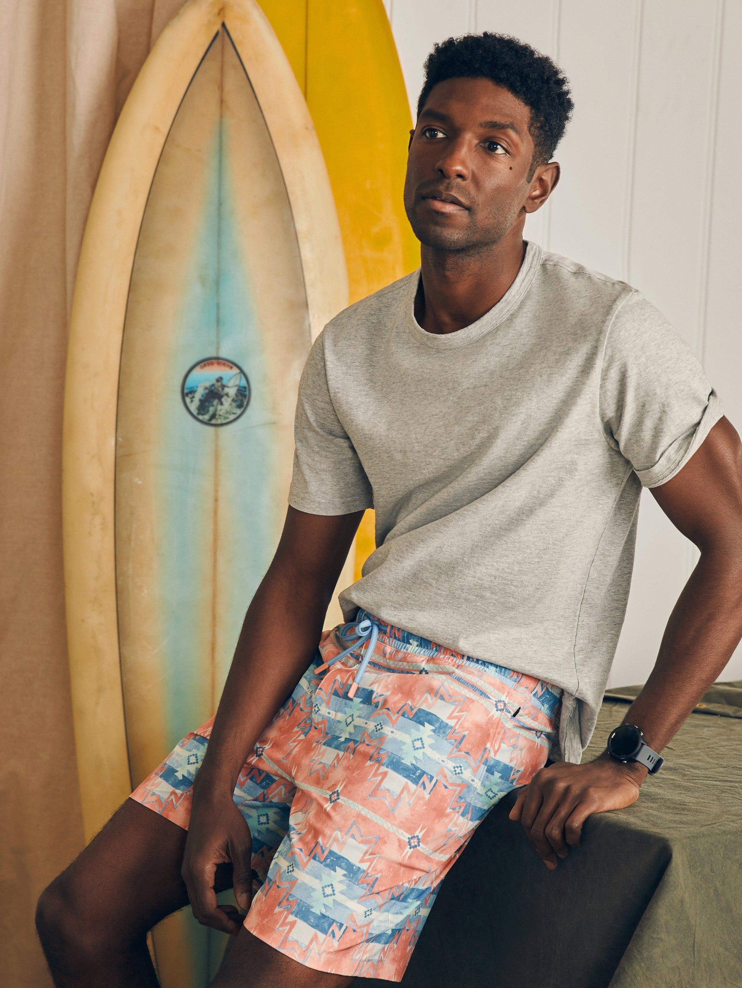 Doug Good Feather Shorelite Active Swim Short (7" Inseam) - Water Color Star Nation