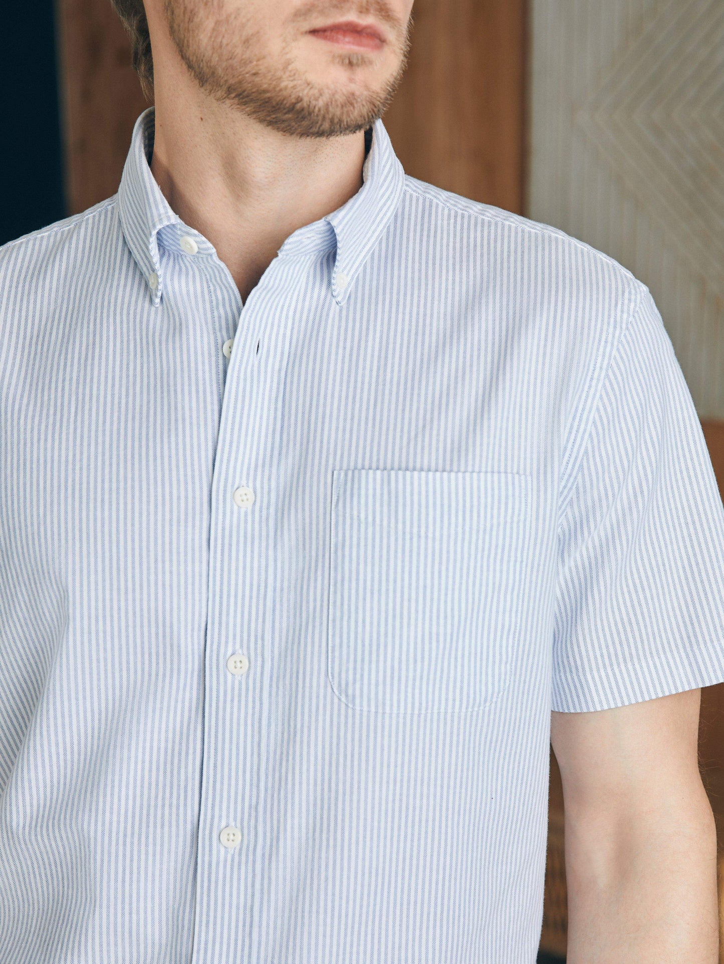 Short-Sleeve Supima Oxford Shirt - Classic Stripe