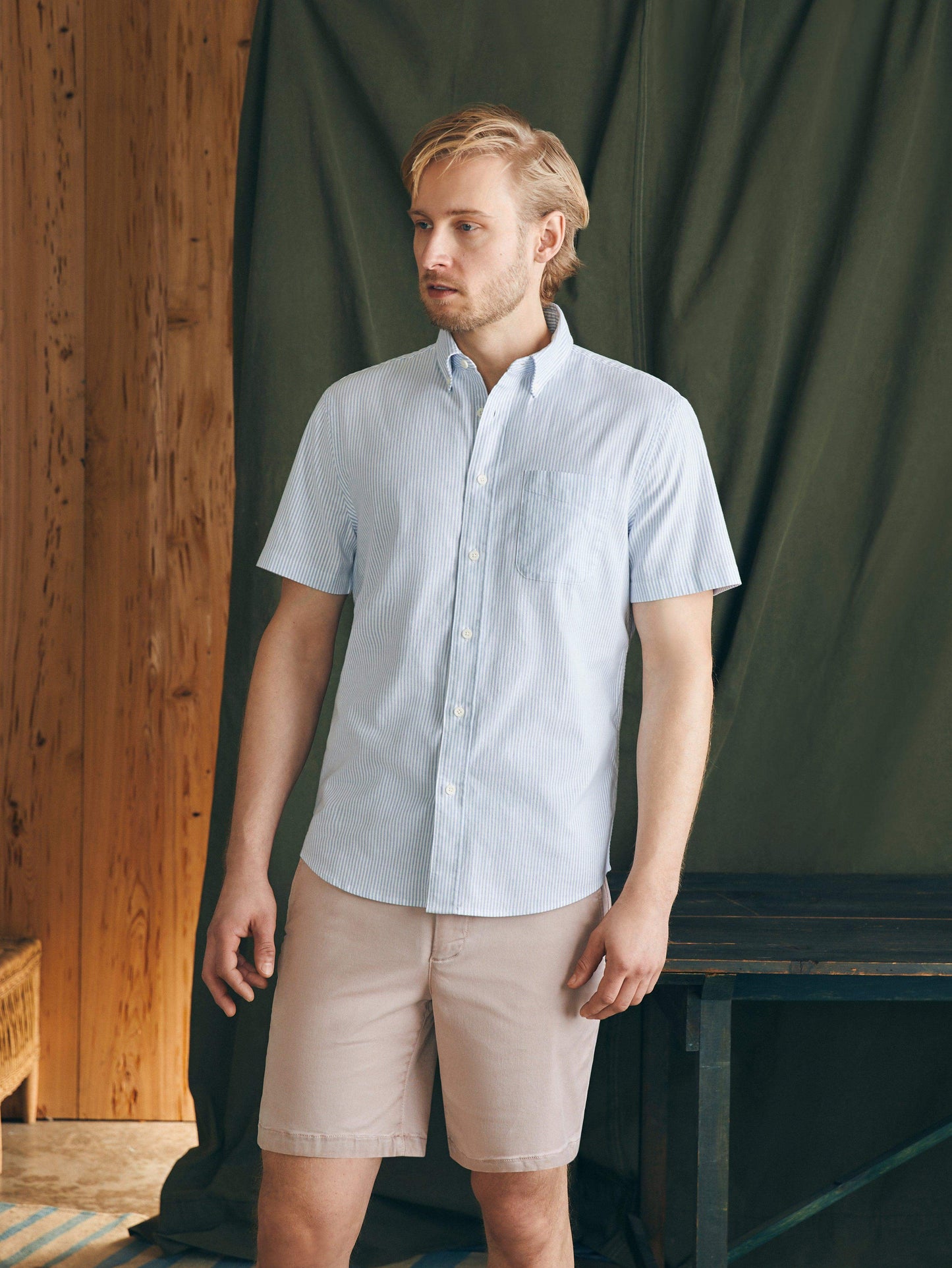 Short-Sleeve Supima Oxford Shirt - Classic Stripe