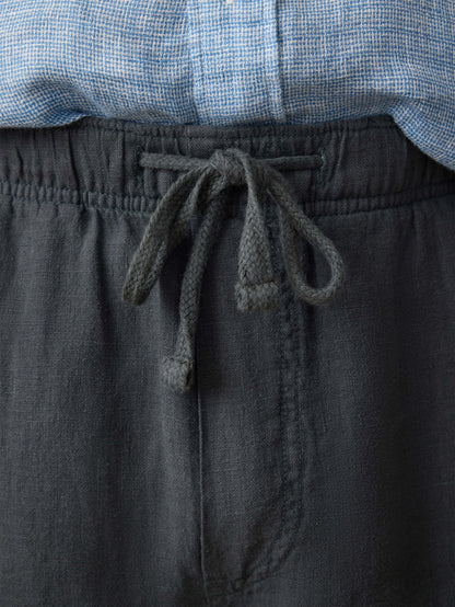 Linen Drawstring Pant - Washed Black