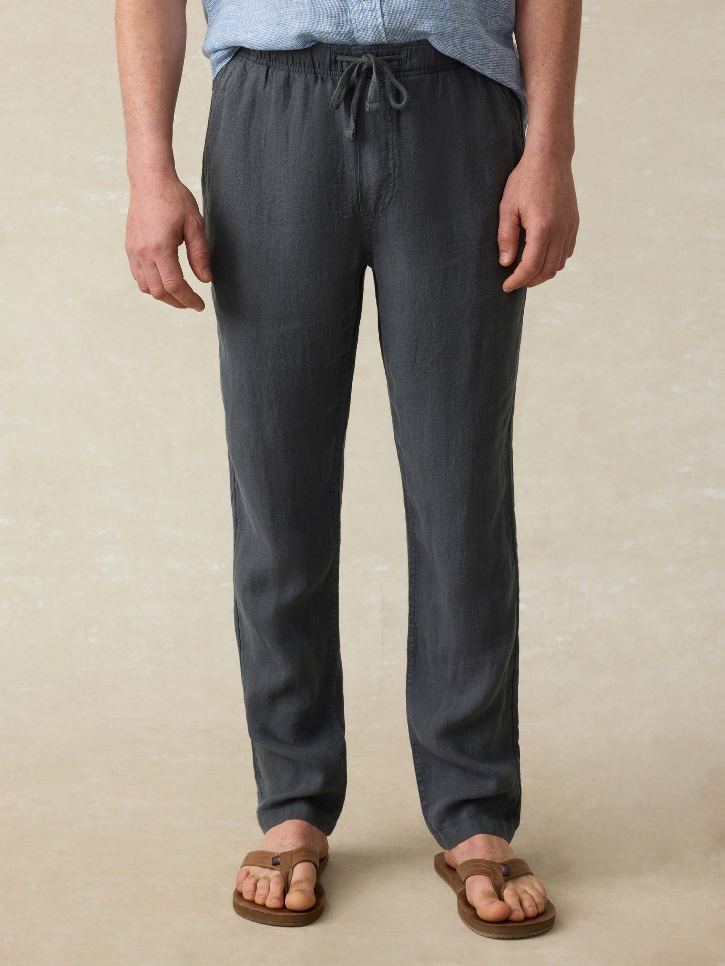 Linen Drawstring Pant - Washed Black