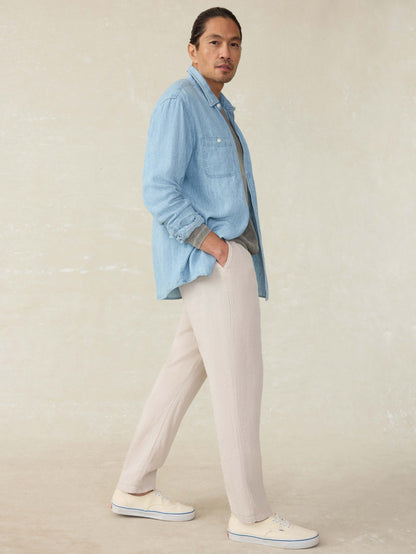 Linen Drawstring Pant - Weathered Sand