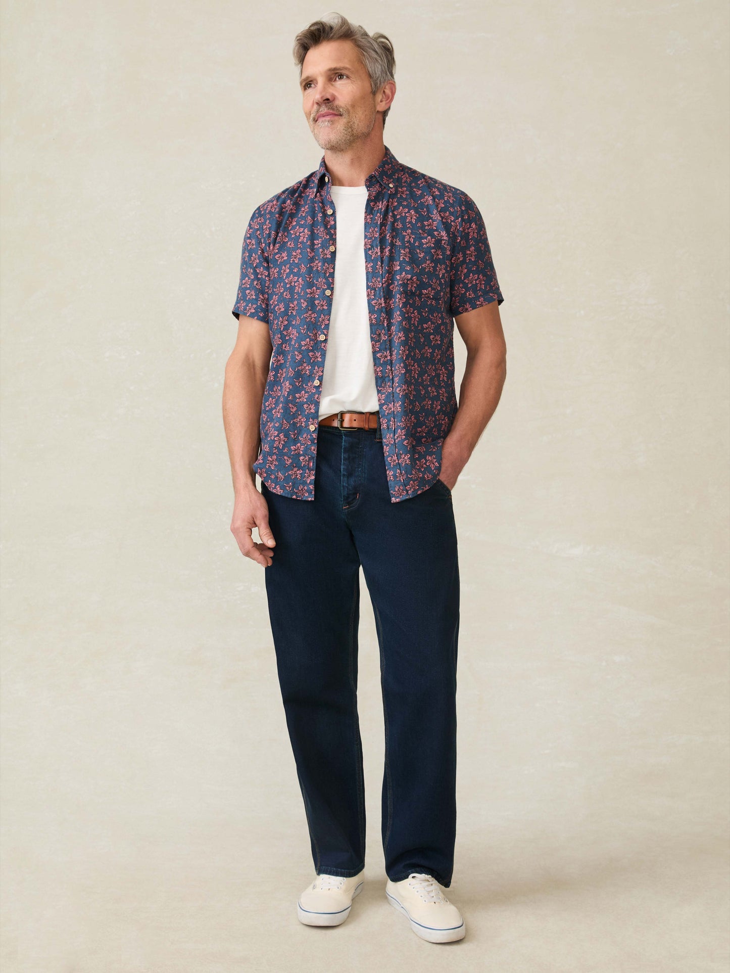 Short-Sleeve Breeze Shirt - Berry Navy Floral