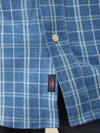 Coastline Knit Shirt - Ocean Sky Plaid