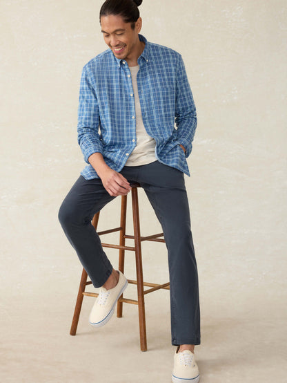 Coastline Knit Shirt - Ocean Sky Plaid