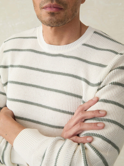 Sunwashed Crewneck Sweater - White Sage Stripe