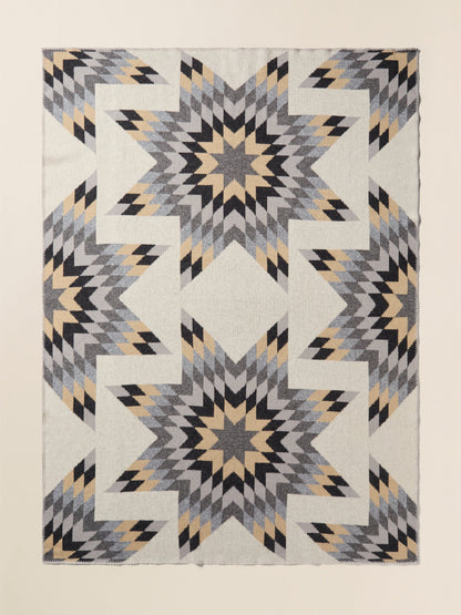 B. Yellowtail Star Patchwork Blanket - Grey Star Patchwork