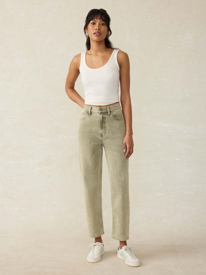 Slim Straight Sunwashed Denim - Olive Haze Wash