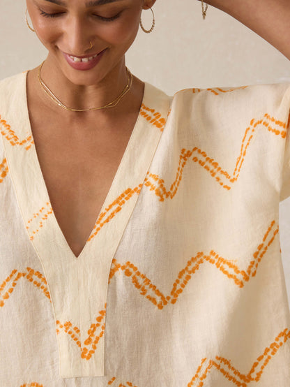 Cora Linen Coverup - Chevron Shibori