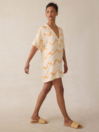 Cora Linen Coverup - Chevron Shibori