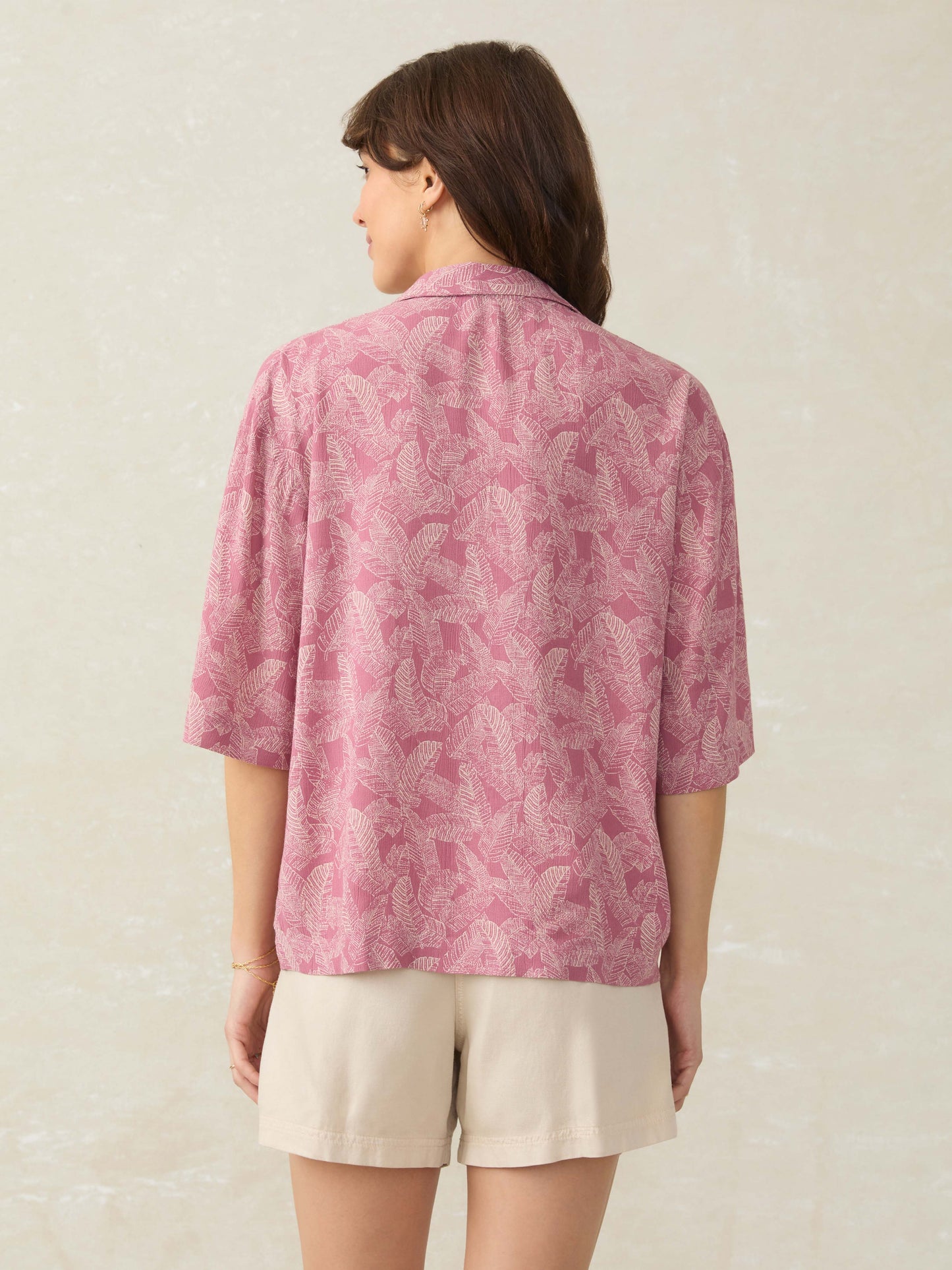 Cabana Short-Sleeve Shirt - Dusty Rose Banana Leaf