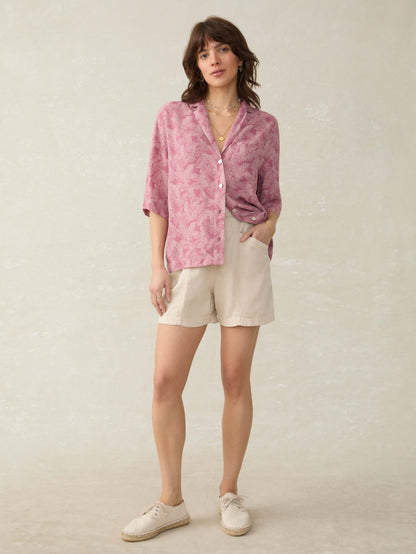 Cabana Short-Sleeve Shirt - Dusty Rose Banana Leaf