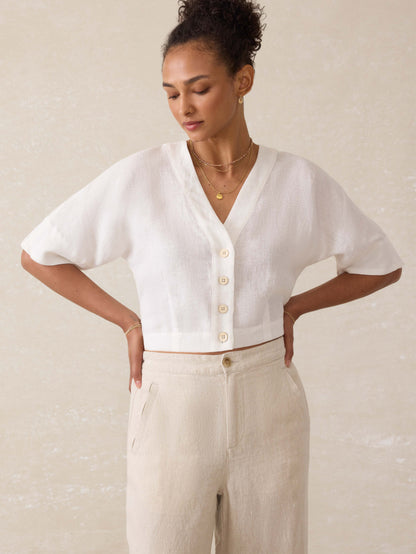 Palma Linen Avery Top - White