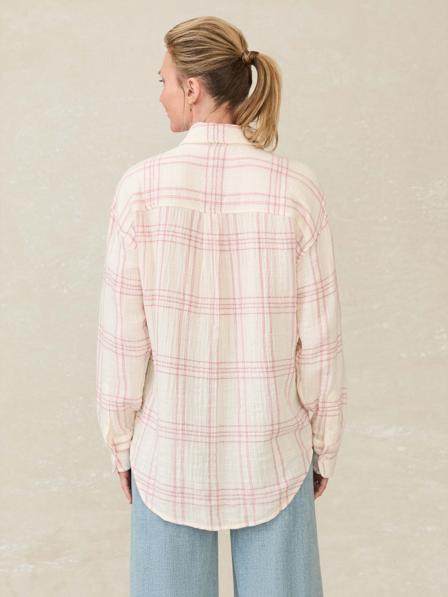 Dune Cotton Gauze Relaxed Shirt - Rose Cove Plaid