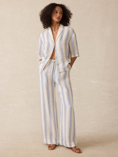 Palma Linen Camp Shirt - Sail Away Stripe