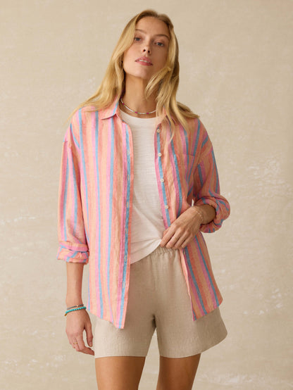 Laguna Linen Relaxed Shirt - Cabana Multi Stripe