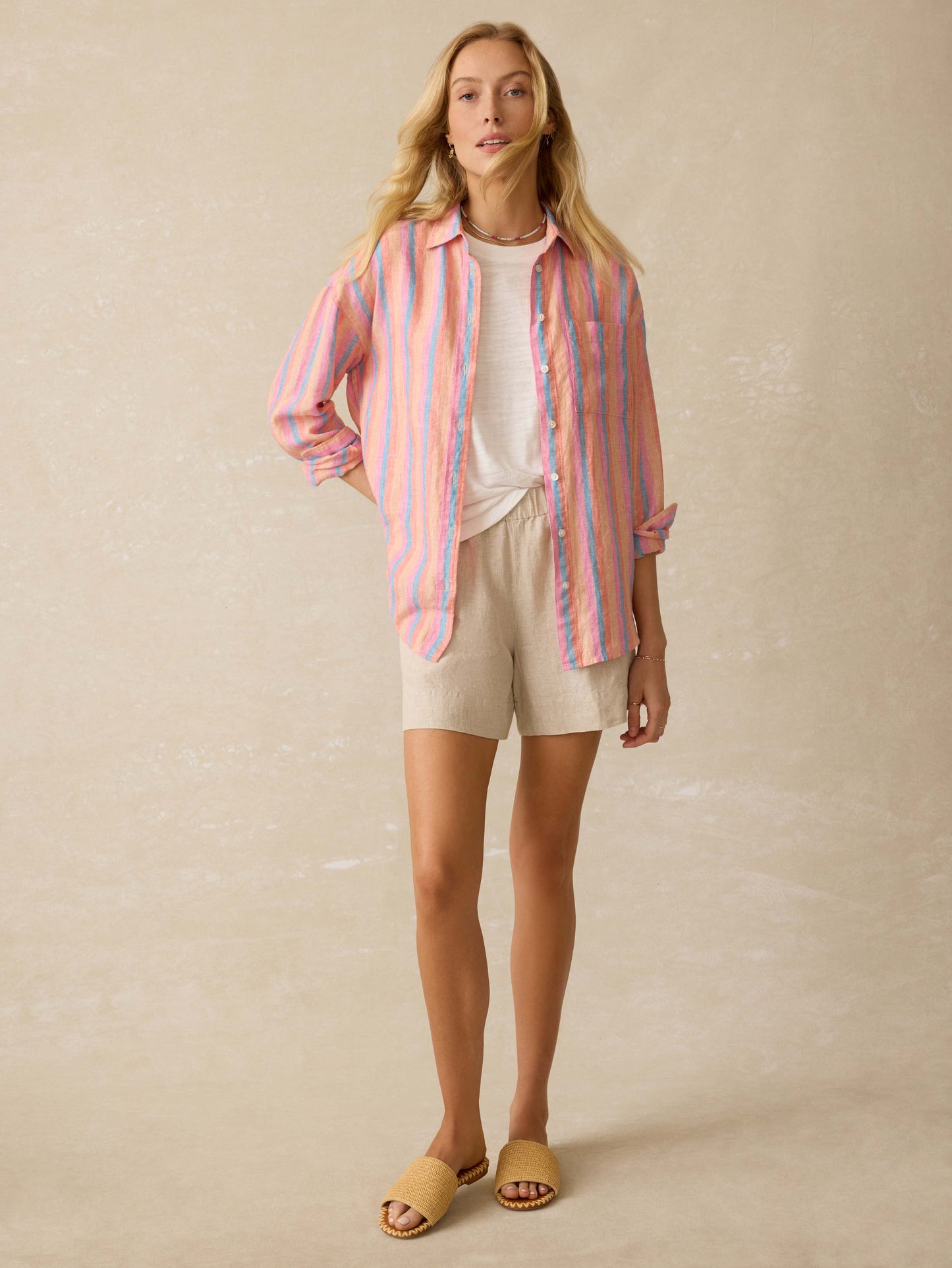 Laguna Linen Relaxed Shirt - Cabana Multi Stripe