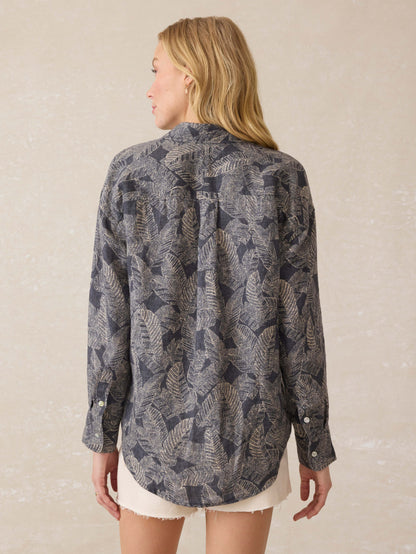Palma Linen Relaxed Shirt - Charcoal Banana Leaf