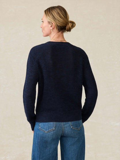 Miramar Linen Cardigan - Navy Blazer