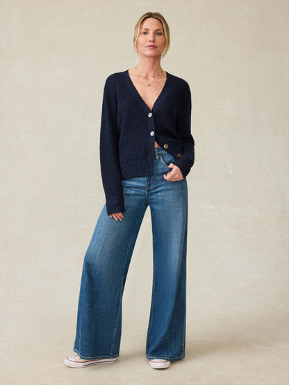 Miramar Linen Cardigan - Navy Blazer