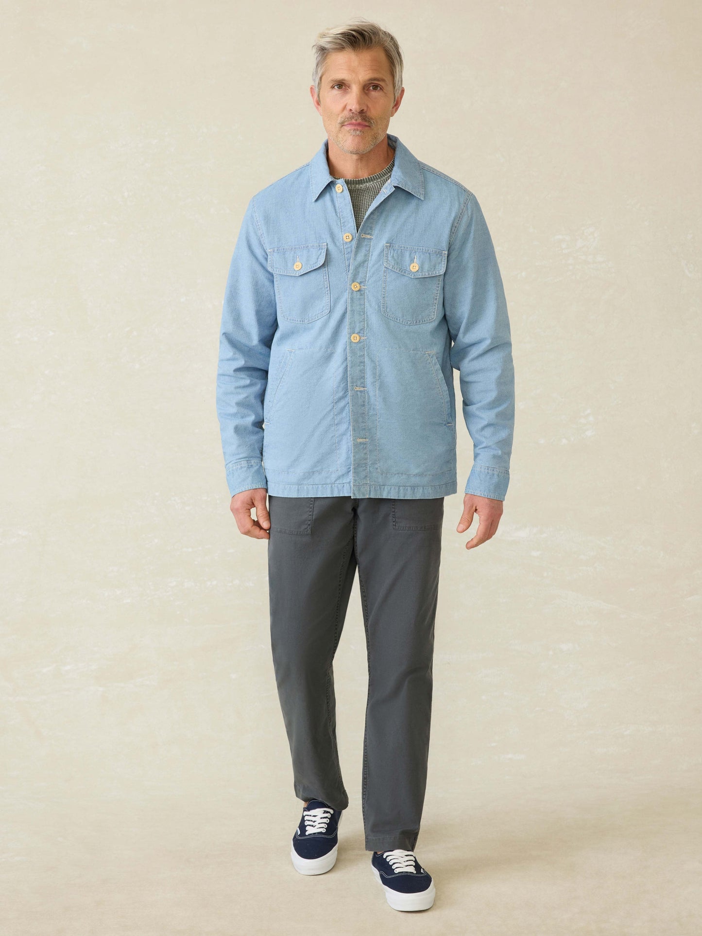 Doug Good Feather Indigo Herringbone Shirt Jacket - Blue Haven Wash