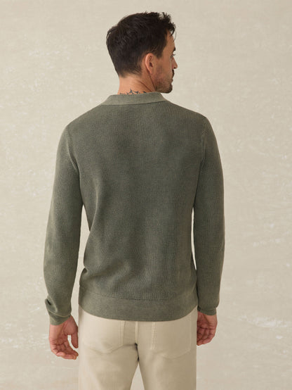 Long-Sleeve Sunwashed Sweater Polo - Pine Ridge