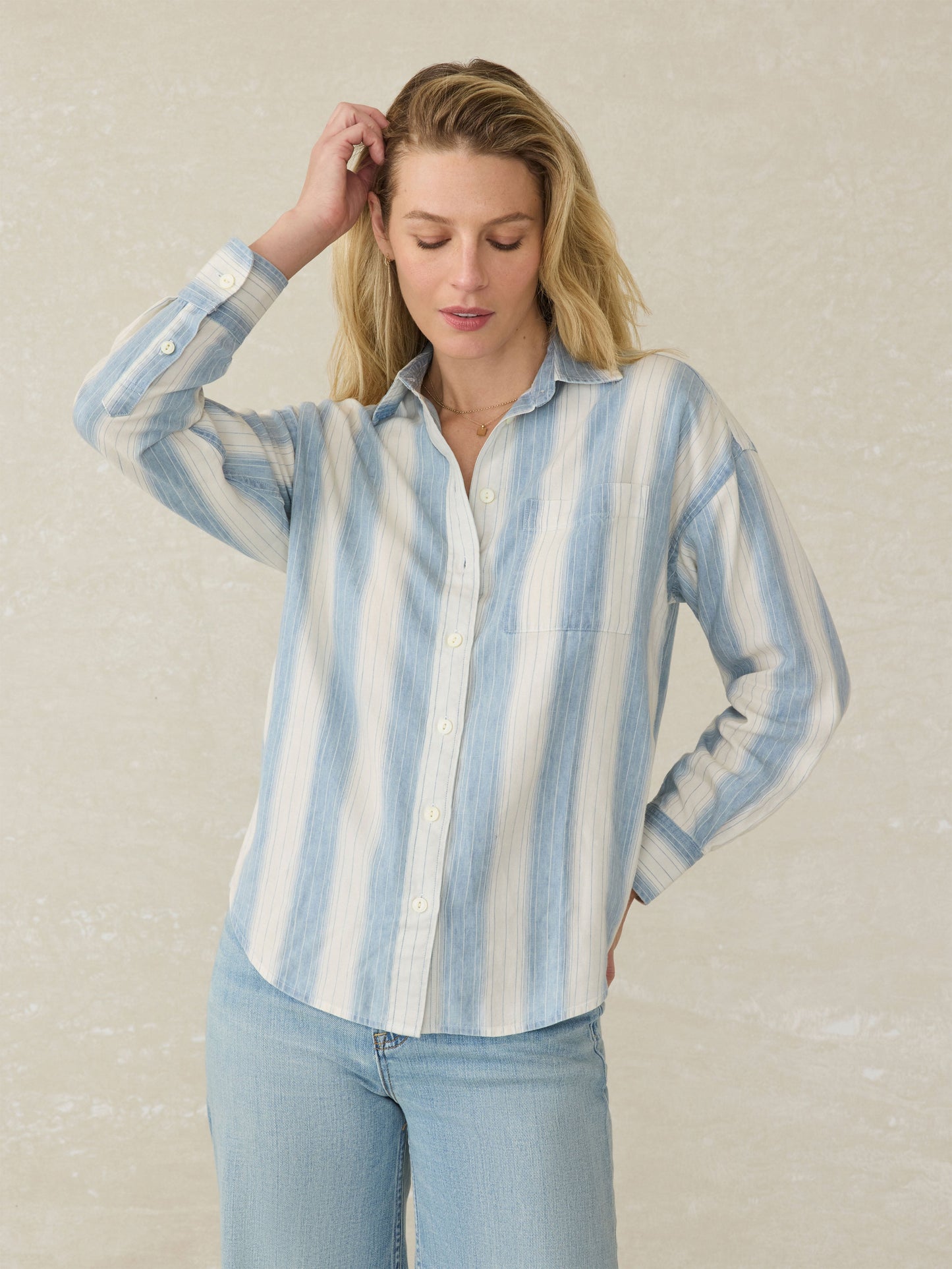 Tried & True Chambray Relaxed Shirt - Ocean Oasis Stripe