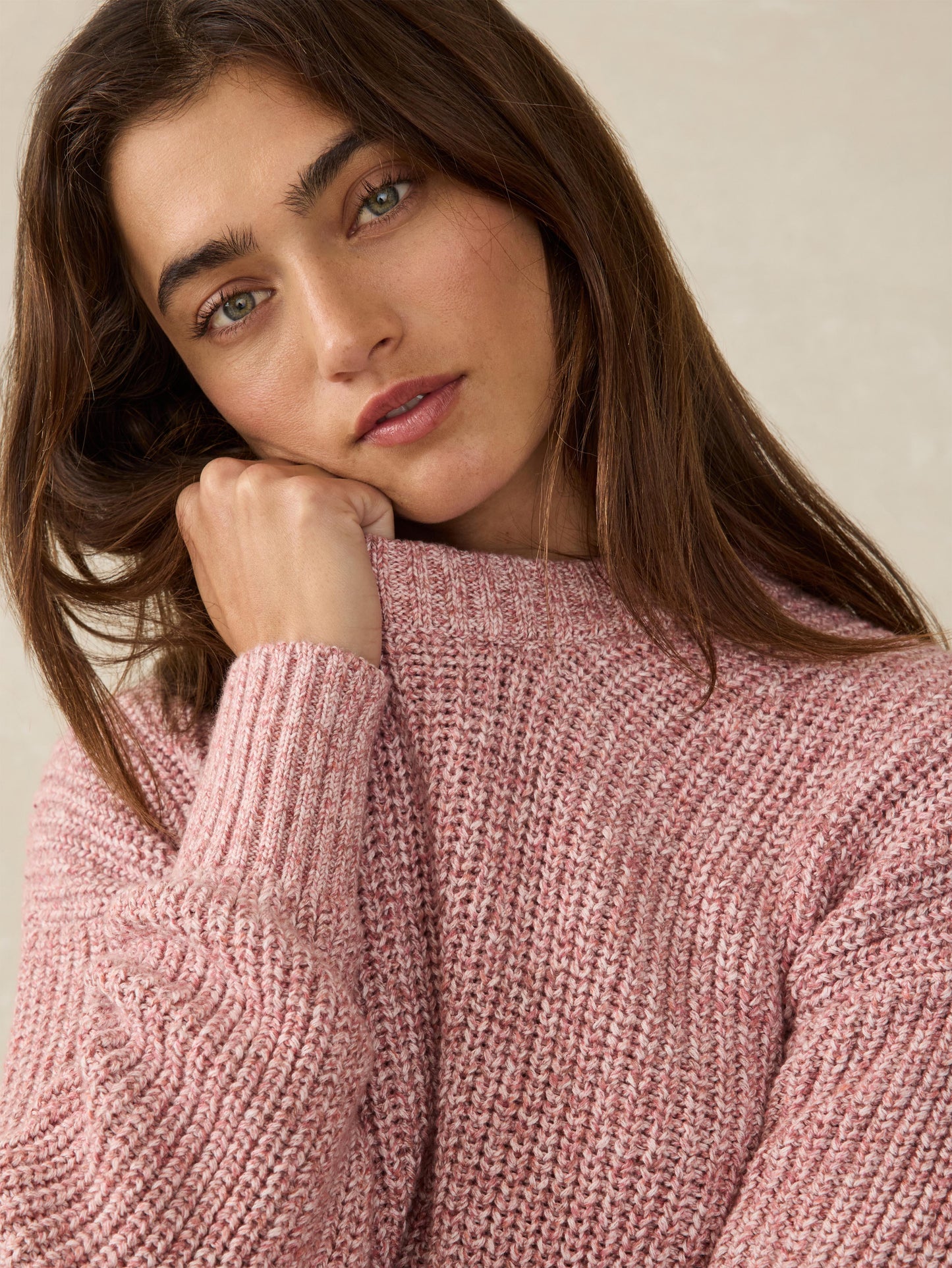 Sunwashed Cotton Fisherman Sweater - Seashell Blush