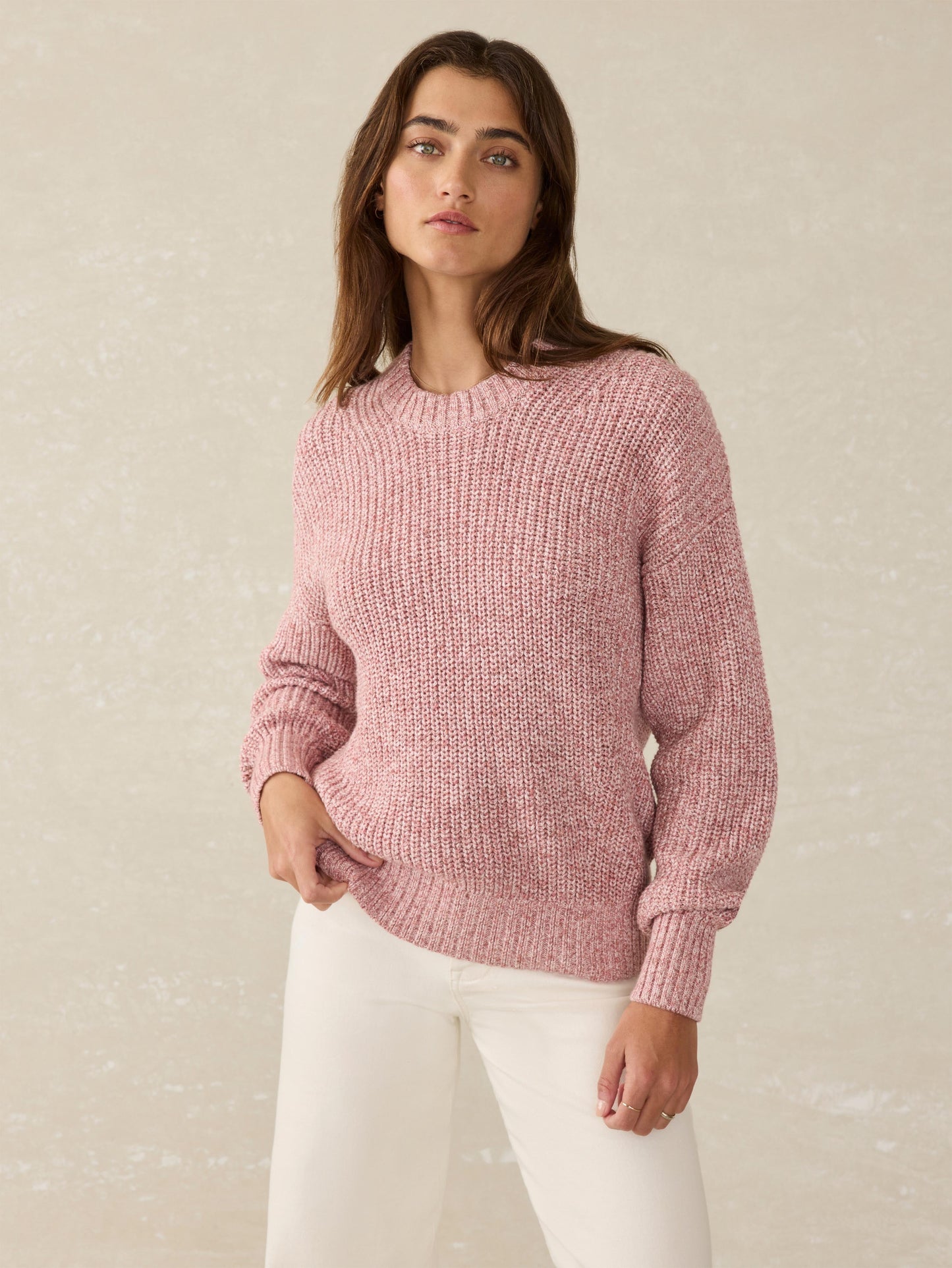Sunwashed Cotton Fisherman Sweater - Seashell Blush