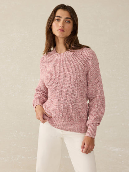 Sunwashed Cotton Fisherman Sweater - Seashell Blush