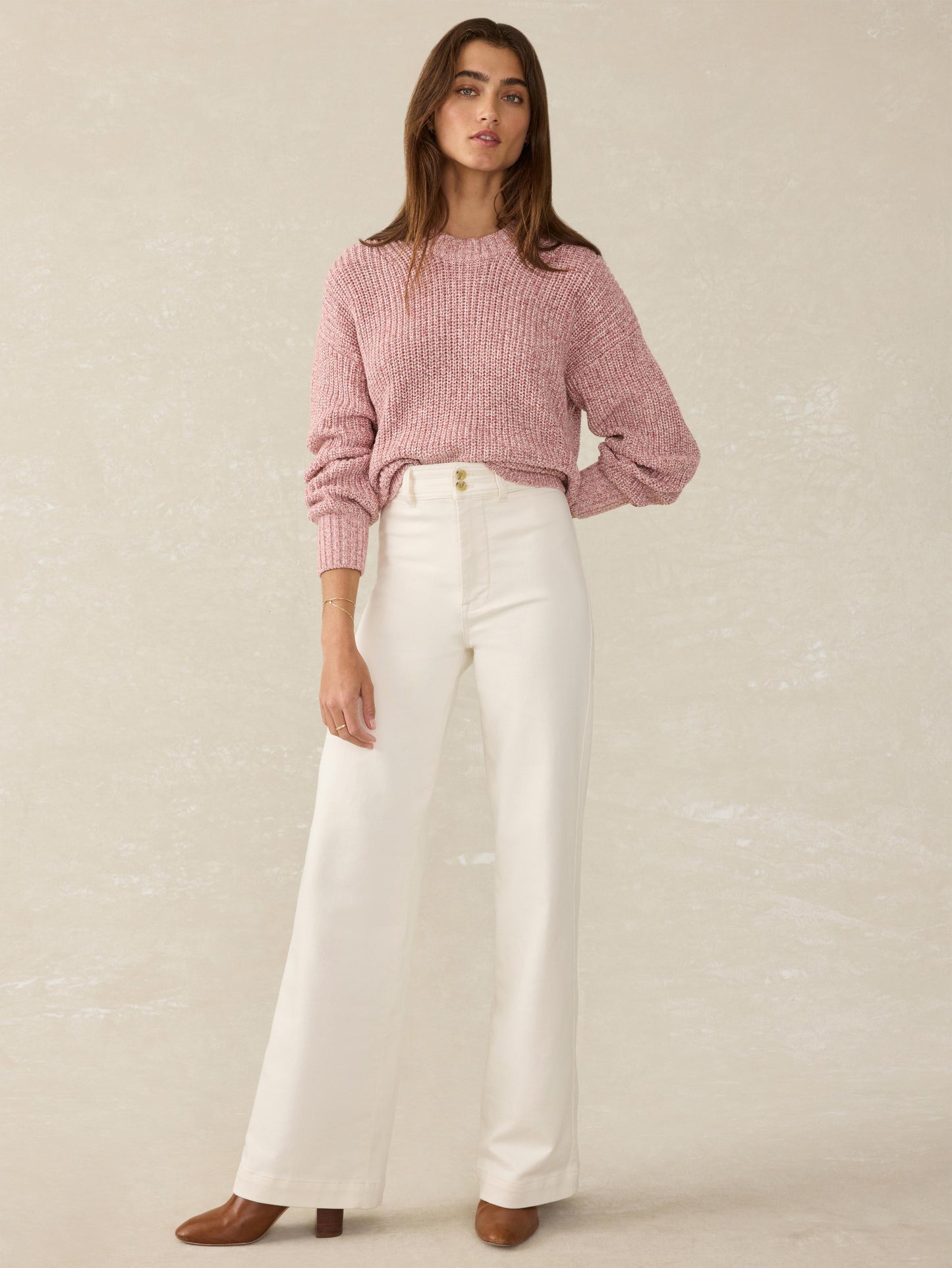 Sunwashed Cotton Fisherman Sweater - Seashell Blush