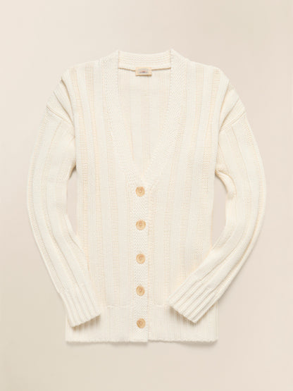 Sunwashed Cotton Laidback Cardigan - Egret