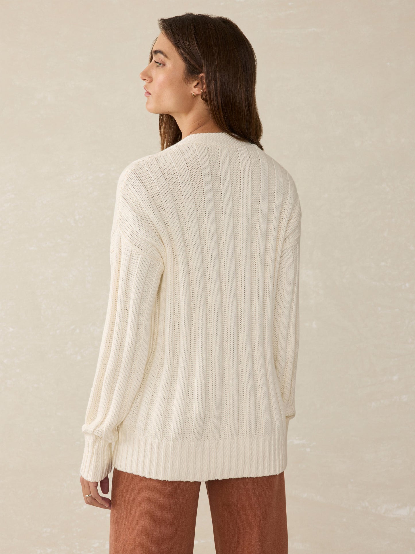Sunwashed Cotton Laidback Cardigan - Egret