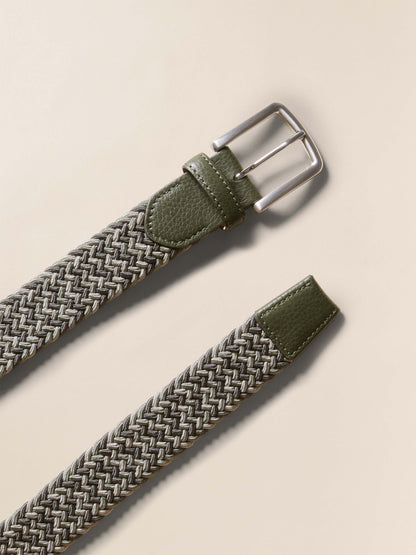Mens Stretch Woven Belt - Green Multi