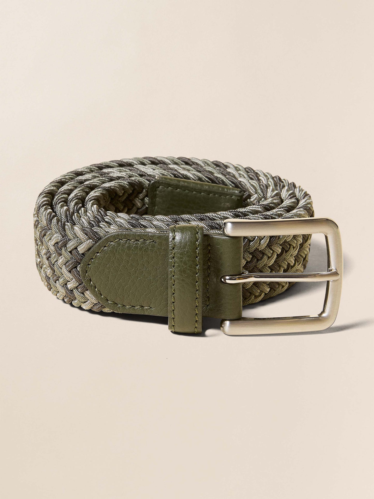 Mens Stretch Woven Belt - Green Multi