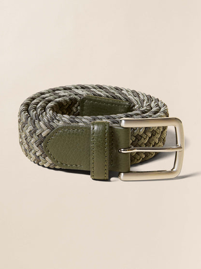 Mens Stretch Woven Belt - Green Multi