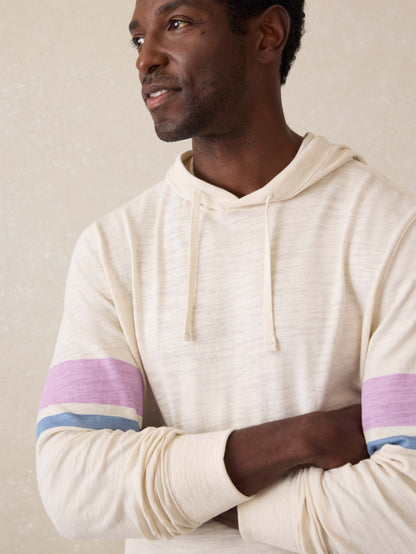 Sunwashed Midweight Organic Hoodie - Cream Dume Stripe