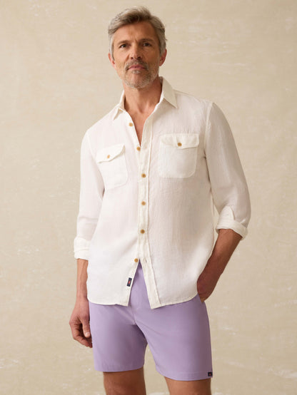 Irish Linen Safari Shirt - White