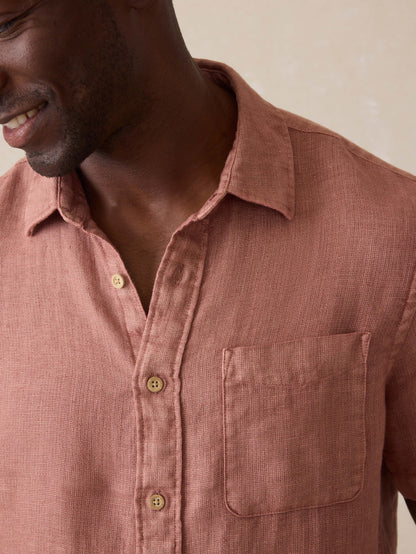 Short Sleeve Palma Linen Shirt - Cedar Rose