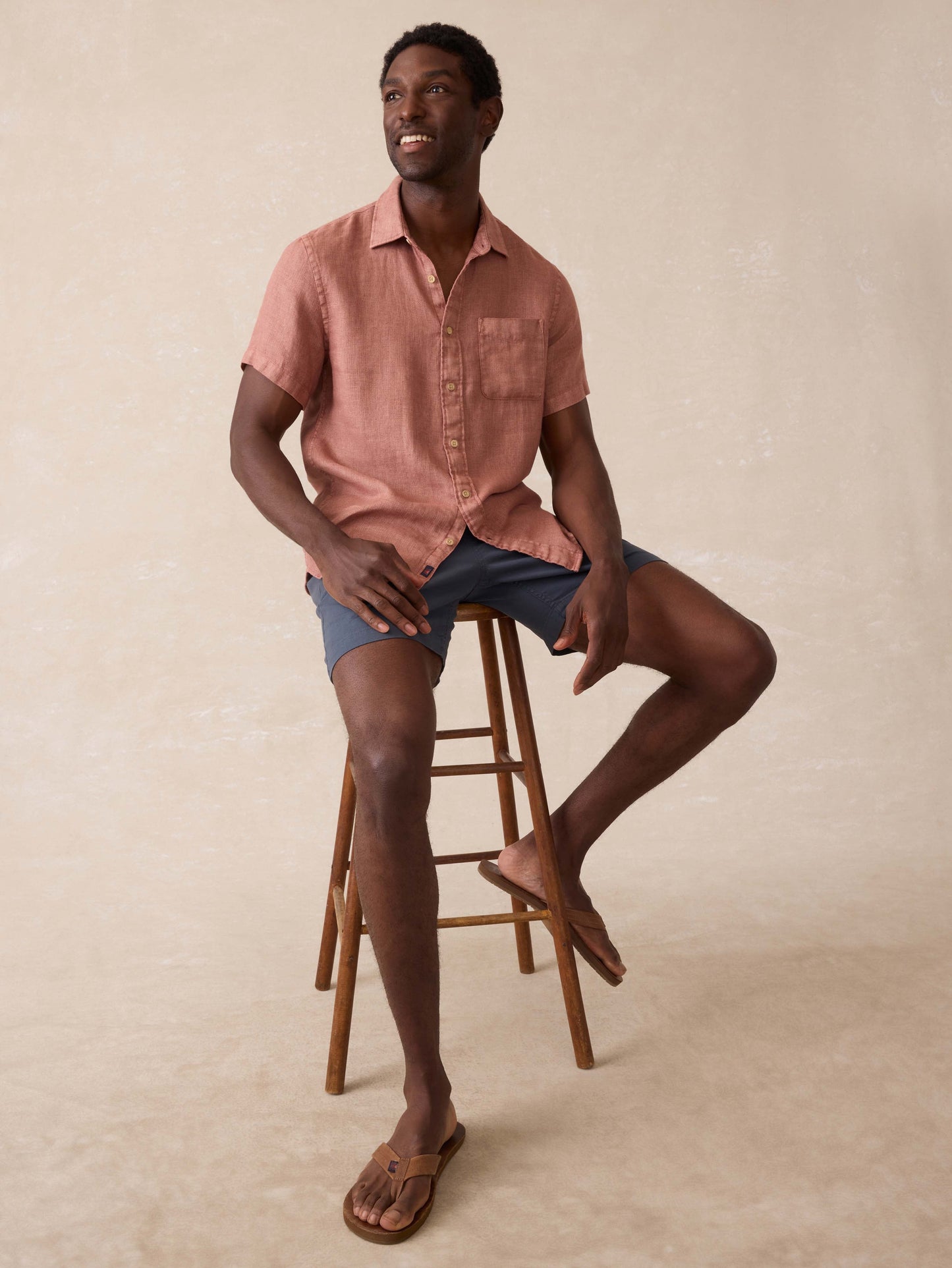 Short Sleeve Palma Linen Shirt - Cedar Rose