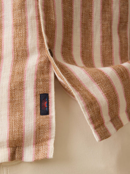 Short-Sleeve Palma Linen Camp Shirt - Sienna Valley Stripe