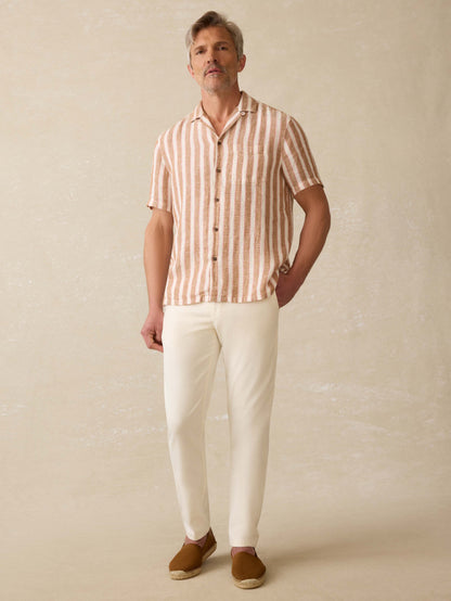 Short-Sleeve Palma Linen Camp Shirt - Sienna Valley Stripe