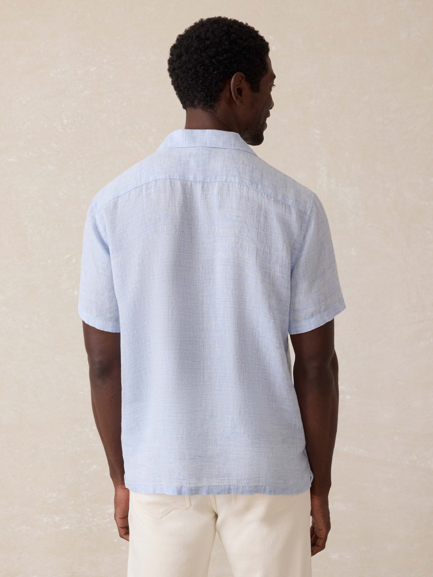 Short Sleeve Reserve Basque Camp Shirt - Light Blue Melange