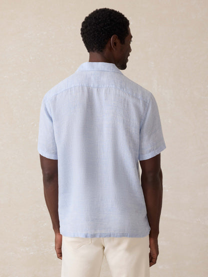 Short Sleeve Reserve Basque Camp Shirt - Light Blue Melange