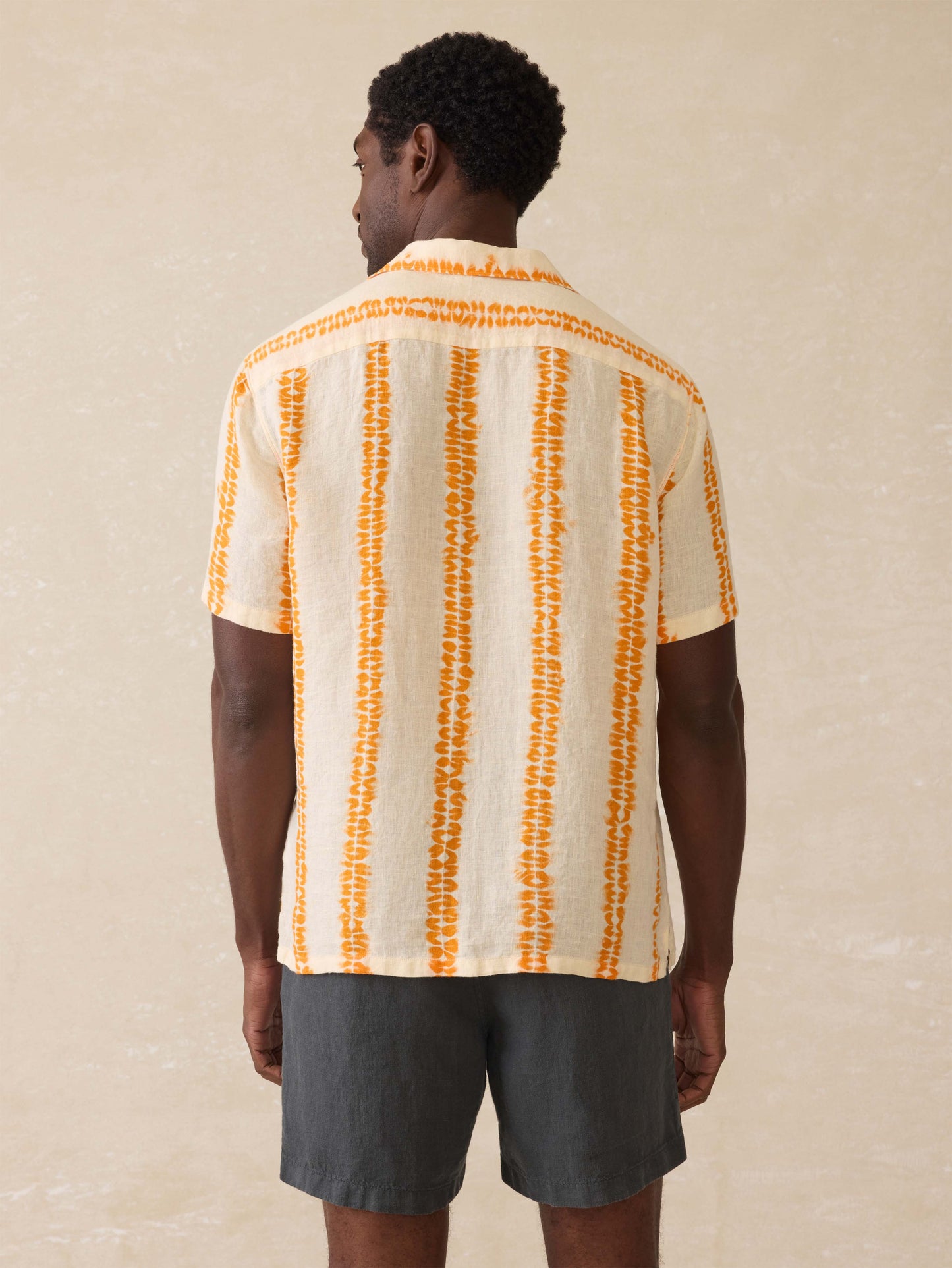 Short Sleeve Shibori Palma Linen Shirt - Citrus Valley