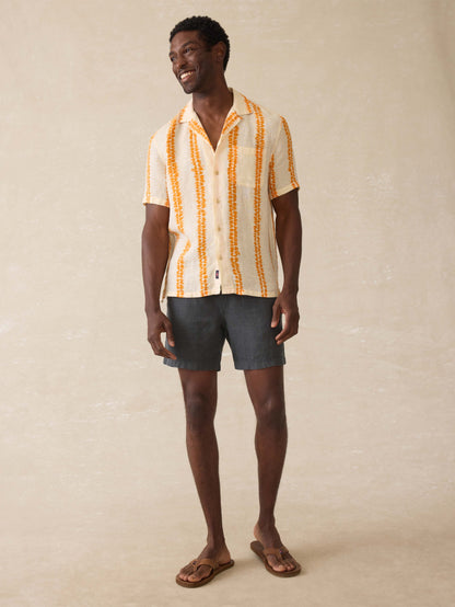 Short Sleeve Shibori Palma Linen Shirt - Citrus Valley