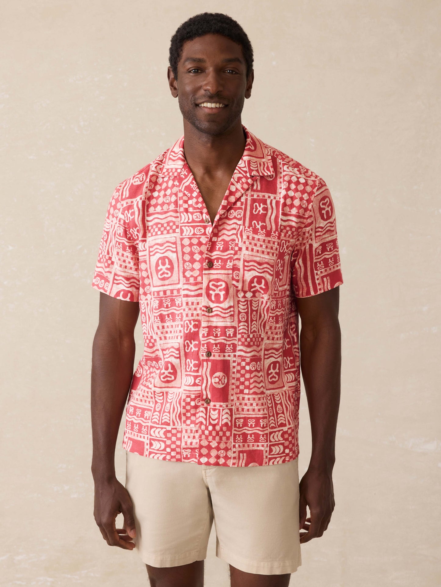 Surf Ghana Short Sleeve Breeze Camp Shirt - Sankofa Tile Clay
